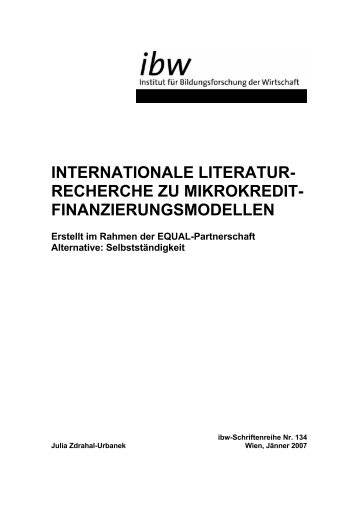 internationale literatur- recherche zu mikrokredit - Réseau Européen ...