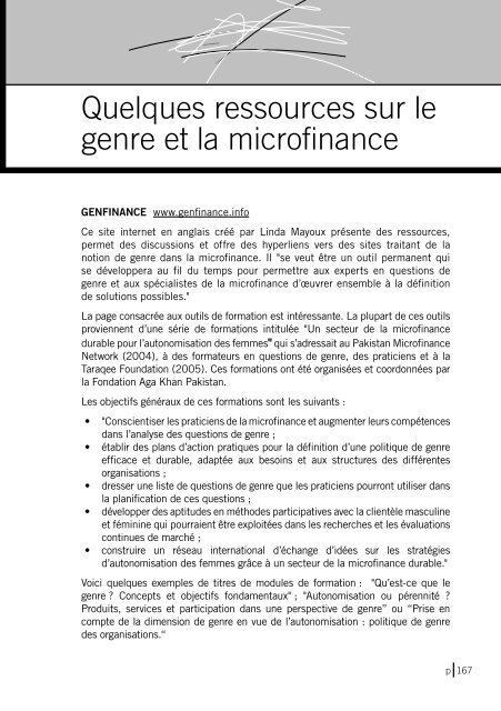 Microfinance et Genre : Des nouvelles contributions pour une ... - ADA