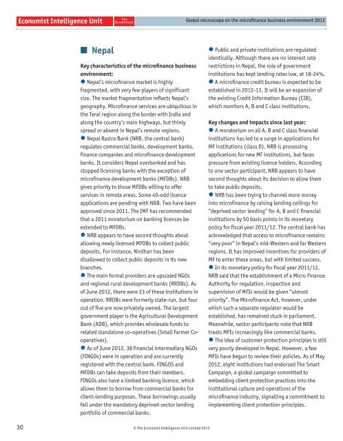 Global microscope on the microfinance business environment 2012