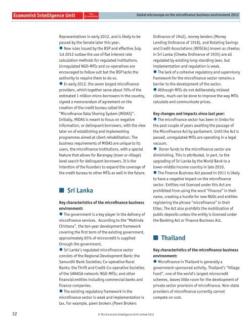 Global microscope on the microfinance business environment 2012