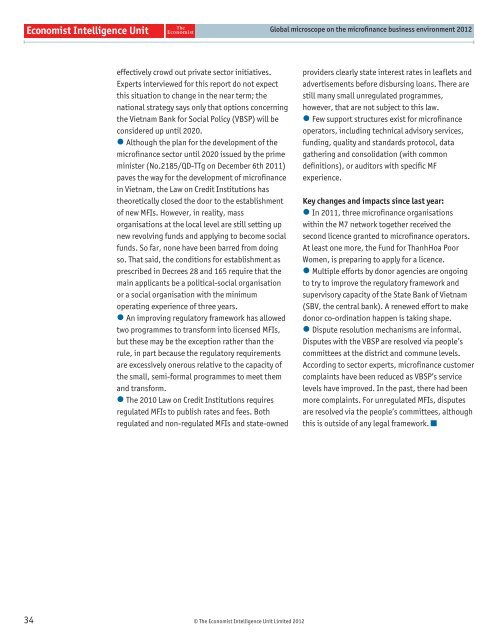 Global microscope on the microfinance business environment 2012