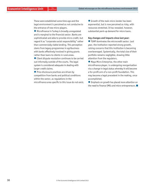 Global microscope on the microfinance business environment 2012