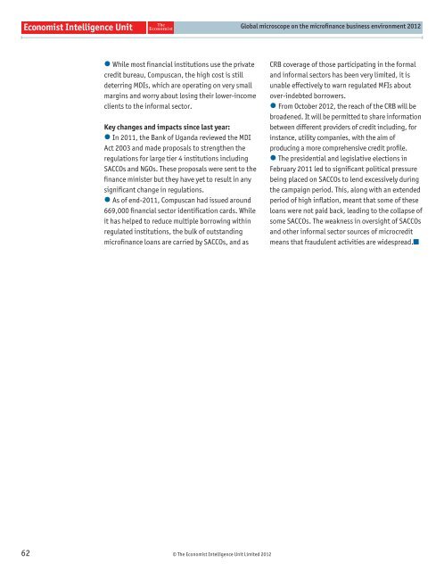 Global microscope on the microfinance business environment 2012