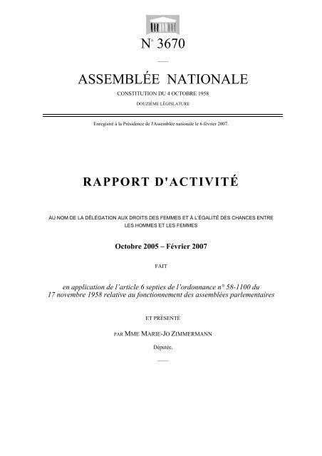 Rapport d'activité - Assemblée nationale