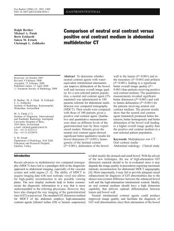 Comparison of neutral oral contrast versus positive oral contrast ...