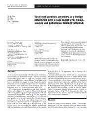 Vocal cord paralysis secondary to a benign parathyroid cyst: a case ...