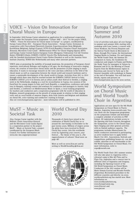 Music and Handicap (Europa Cantat Magazine 03/2010) - European ...