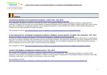 PUBLICATIONS AVAILABLE IN ENGLISH MENTIONNED BY THE EUROPEAN FORUM ...