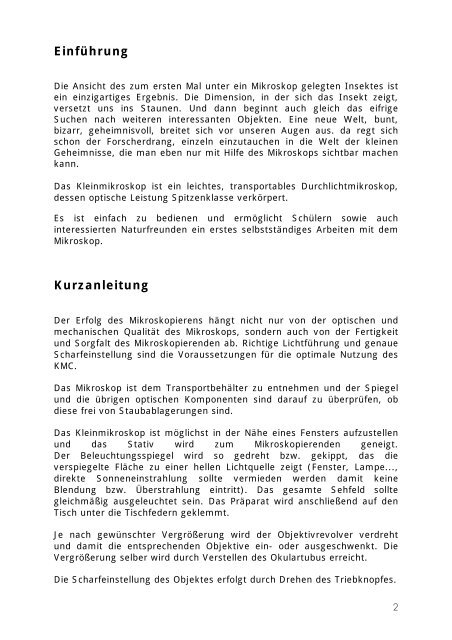 Kleinmikroskop KMC - Mikroskop Technik Rathenow Gmbh