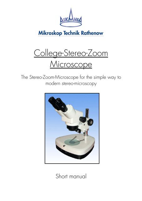College-Stereo-Zoom Microscope - Mikroskop Technik Rathenow ...
