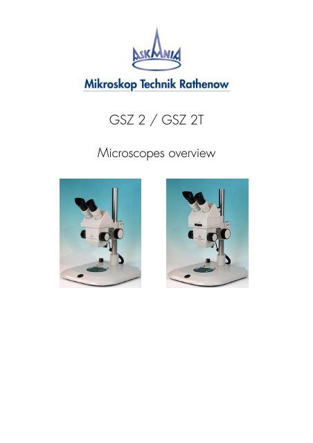 Microscopes overview - Mikroskop Technik Rathenow Gmbh