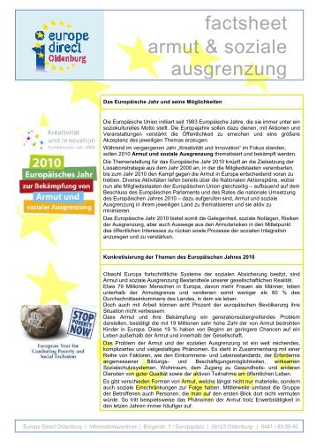 factsheet armut & soziale ausgrenzung - EUROPE DIRECT Oldenburg