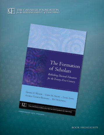 The formaTion of scholars: reThinking docToral educaTion for The ...