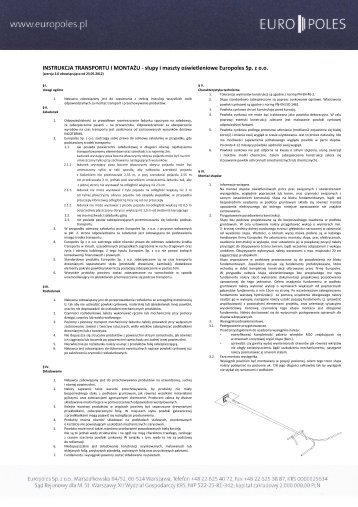 Instrukcja transportu i monta?u - Europoles