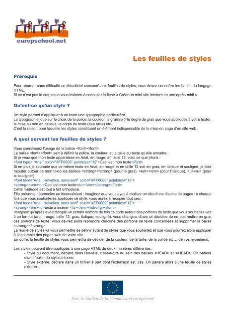 5c) les feuilles de styles - Europschool