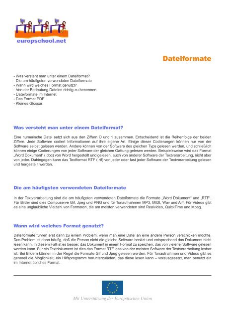 Dateiformate - Europschool