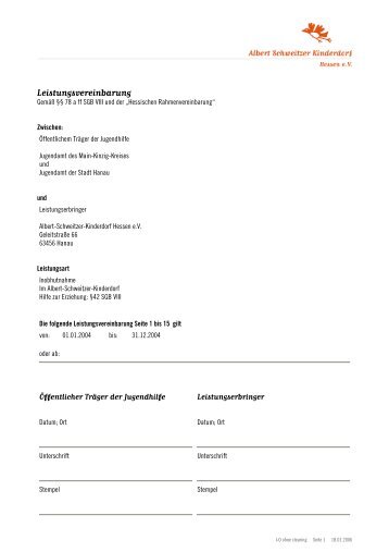 Leistungsvereinbarung - Albert Schweitzer Kinderdorf Hessen ev