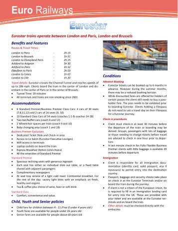 Eurostar Services Description... - Euro Railways