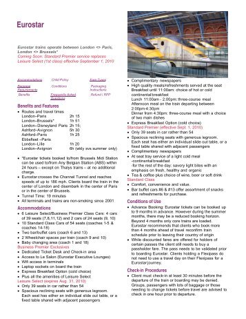Eurostar Brochure - Euro Railways