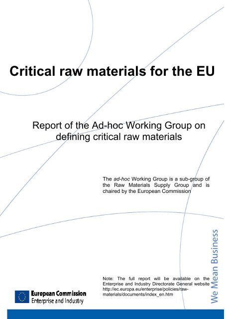 Critical raw materials for the EU - European Commission - Europa
