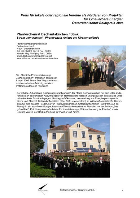 Österreichischer Solarpreis 2005 - Eurosolar Austria