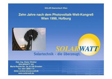 Zehn Jahre nach dem Photovoltaik-Welt ... - Eurosolar Austria