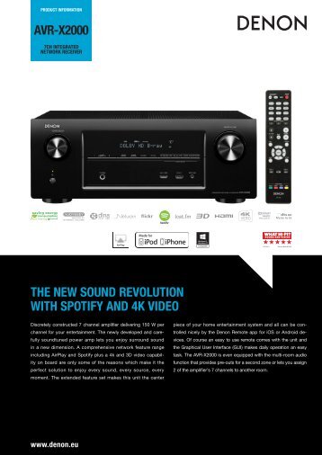 avr-x2000 the new sound revolution with spotify and 4k video