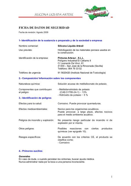 FDS SILICONA LIQUIDA ARTESIL.pdf - Eurotex