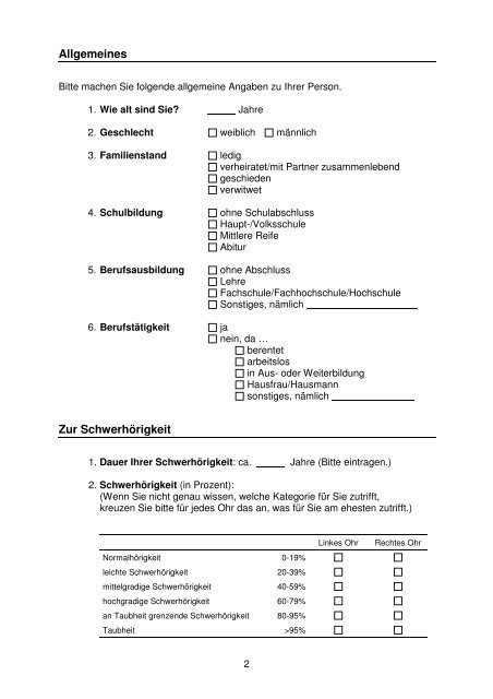 STUDIE ZUR BEWÄLTIGUNG VON SCHWERHÖRIGKEIT