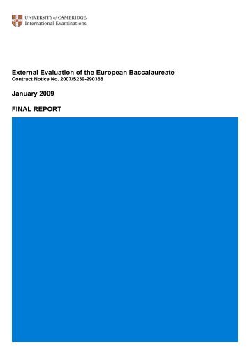 External Evaluation of the European Baccalaureate - Schola Europaea