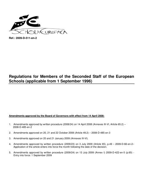 Regulations for Members of the Seconded Staff of the European ...