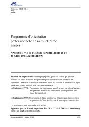 Programme d'orientation professionnelle en 6ème et 7ème années