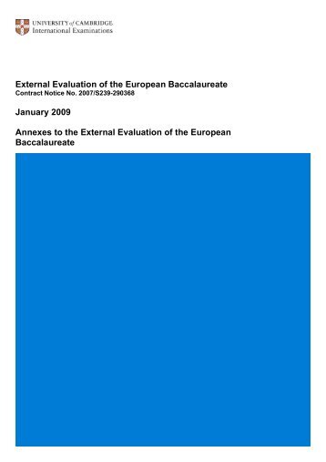 External Evaluation of the European Baccalaureate (Annexes)