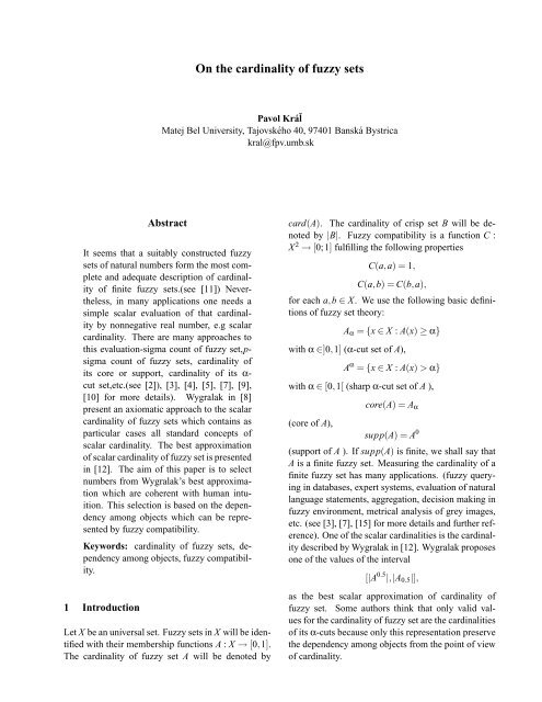 On the cardinality of fuzzy sets - EUSFLAT