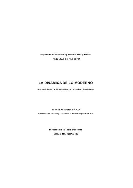 La dinámica de lo moderno Romanticismo y Modernidad en Charles ...