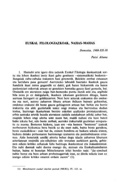 Euskal filologiazkoak, nahas-mahas - Euskaltzaindia