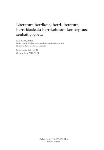 Literatura herrikoia, herri-literatura, herri-idazleak ... - Euskaltzaindia