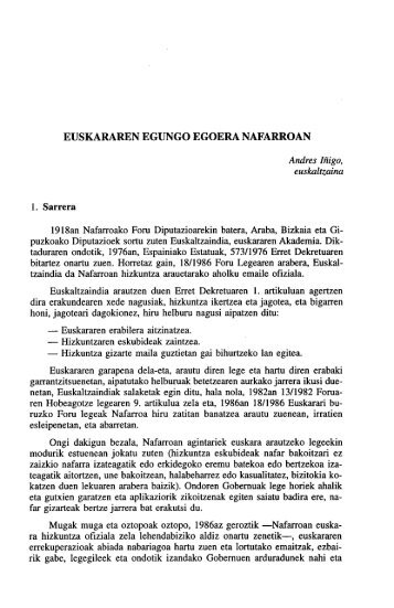 Euskararen egungo egoera Nafarroan - Euskaltzaindia