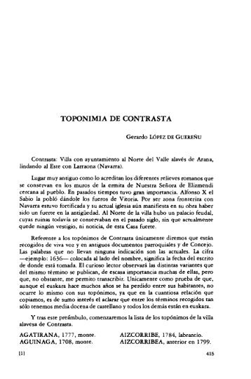 TOPONIMIA DE CONTRASTA - Euskaltzaindia