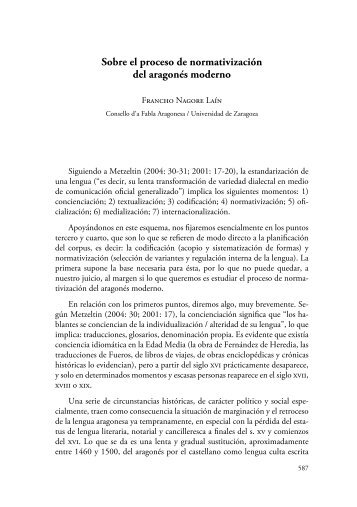Sobre el proceso de normativización del aragonés ... - Euskaltzaindia