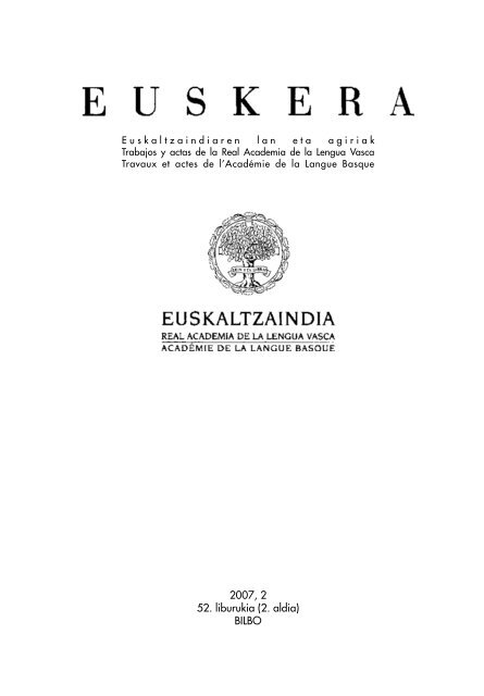 2007, 2 52. liburukia (2. aldia) BILBO - Euskaltzaindia