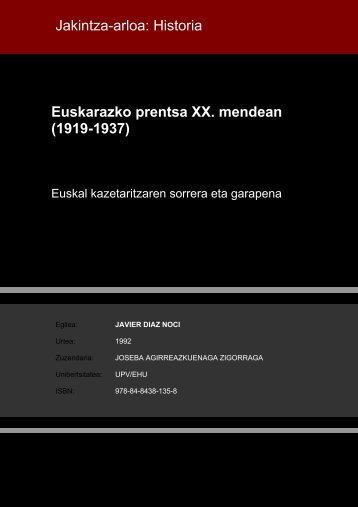 Euskarazko prentsa XX. mendean (1919-1937) Jakintza-arloa ...