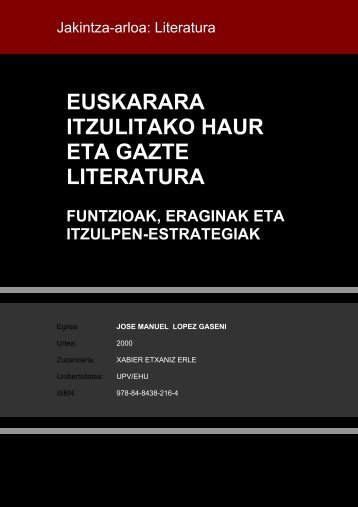 EUSKARARA ITZULITAKO HAUR ETA GAZTE LITERATURA