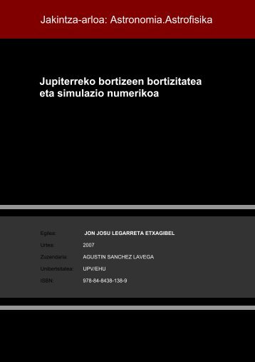 Jupiterreko bortizeen bortizitatea eta simulazio numerikoa ... - Euskara