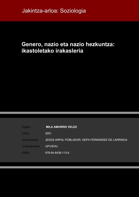 Genero, nazio eta nazio hezkuntza: ikastoletako ... - Euskara