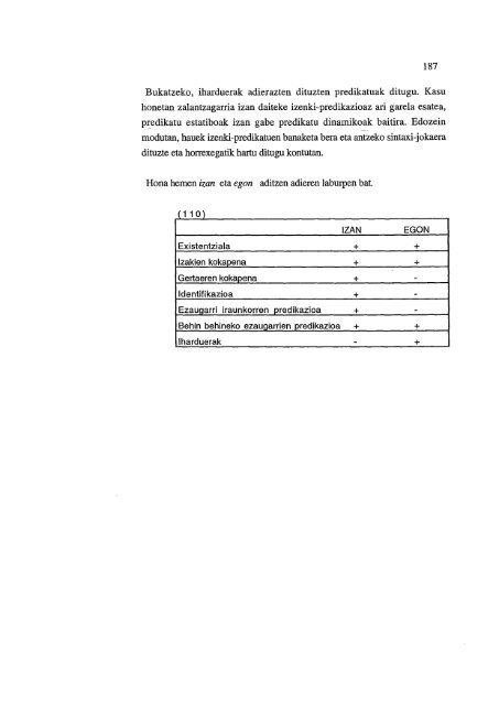 Predikazioaren teoriak gramatika sortzailean (euskararen kasua)