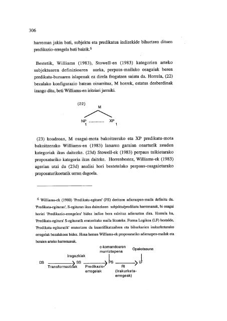 Predikazioaren teoriak gramatika sortzailean (euskararen kasua)