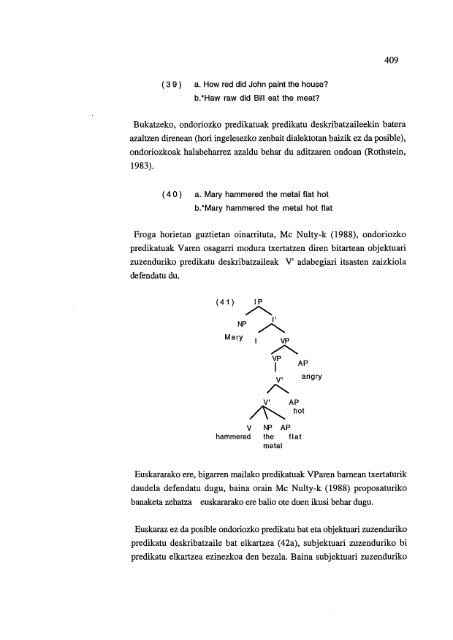 Predikazioaren teoriak gramatika sortzailean (euskararen kasua)