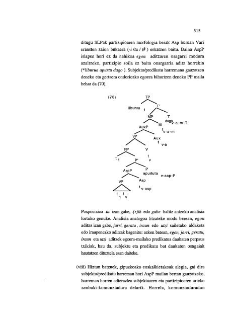 Predikazioaren teoriak gramatika sortzailean (euskararen kasua)