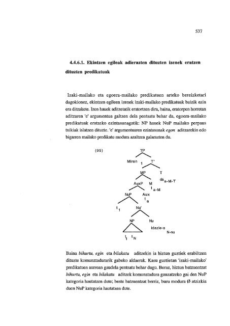 Predikazioaren teoriak gramatika sortzailean (euskararen kasua)